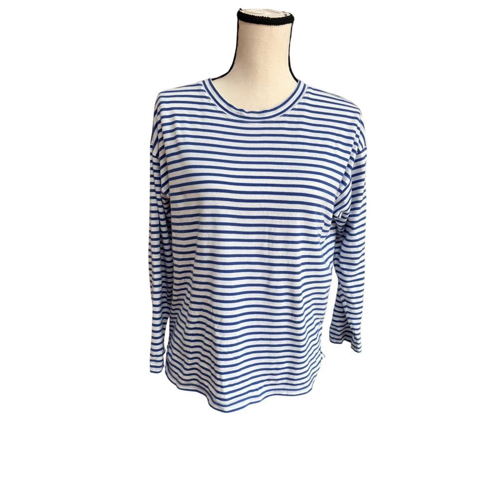AYR Women's S The Divers Blue White Stripe Boatneck Breton Top